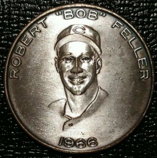 1966 Robert Bob Feller Medal Baseball Coin Us Navy Token 30th Ann.  Game Indians