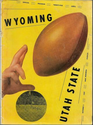 1957 Wyoming Cowboys Football V.  Utah State Aggies Game Program/ Vg,  10/5/57