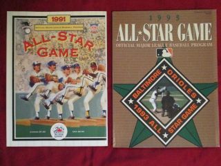 Official Major League Baseball All - Star Game Programs - 1991 & 1993