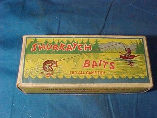 Vintage Shurkatch Baits Fishing Lure Empty Orig Box Richfield Springs Ny