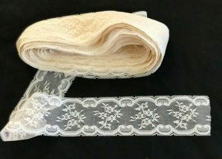 14 Yds Antique Creamy White Cotton Lace Insertion - Trim - Edging - Border - Sew - Art
