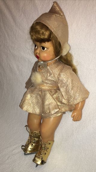 Vintage 1950s Terri Lee Doll Gold Ice Skating Outfit - Skates - Hat - Skirt - Shorts - Tag 2