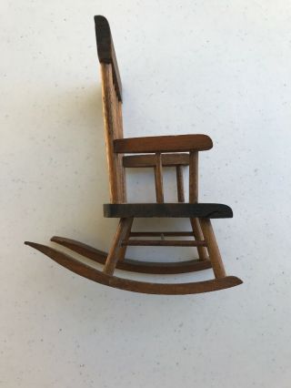 Vintage Antique Doll House Rocking Chair Wooden Hand Crafted 5 3/4” Unique 3
