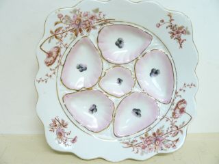 Antique French 5 Well Oyster Plate