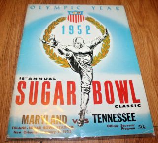 1952 Sugar Bowl College Football Program,  Maryland Vs.  Tennessee