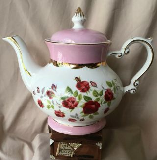 Gibsons Vintage English Pottery Pink Rose Teapot England 5 Cup Tea