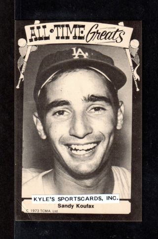 1973 Tcma Sandy Koufax Dodgers Unsigned 3 - 1/2 X 5 - 1/2 B&w Photo Postcard 1