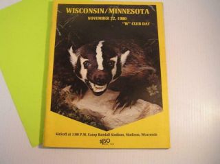 Wisconsin Badgers Vs Minnesota Golden Gophers 1980 Ncaa College Football Program
