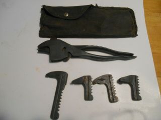 Vintage Eifel Geared Plierench 8 1/2 " W/ 5 Attachments & Bag Usa Antiqu