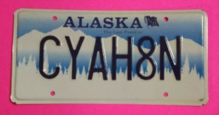 Vintage Alaska Personalized Vanity License Plate Cyah8n - - Low Bin