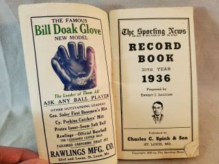 1936 The Sporting News’ Record Book Baseball Hank Greenberg Tigers On Cover NR 3