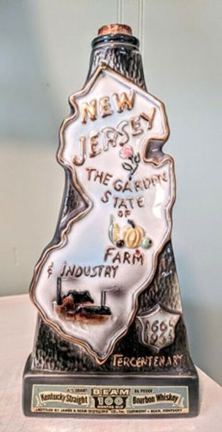 1964 Jim Beam Gilbeys Jersey State Decanter Vintage Collector 