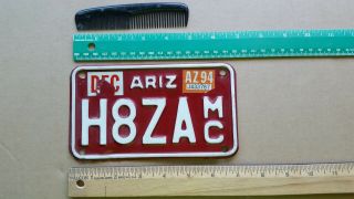 License Plate,  Arizona,  1994,  Motorcycle,  H8za Mc,  H8 Za Mc,  Hate Za