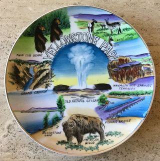 Vintage 1930’s Yellowstone National Park Hand Painted 8” Souvenir Plate