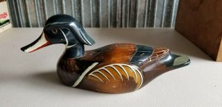 Vintage Wooden Hand Carved Duck Decoy Bird 13 X 4 X 6