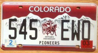 2003 Colorado Specialty License Plate Number Tag – Pioneers