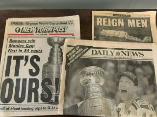 Rangers Win Stanley Cup June 15 1994 York Daily News Post Newspapers Hockey