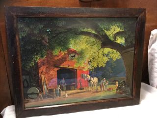 Vintage 12x16” Paul Detlefsen Print “horse And Buggy Days” W/antique Oak Frame