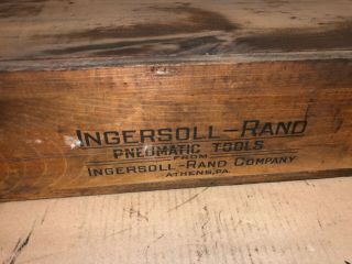 Antique Ingersoll - Rand Company Pneumatic Tools Wood Tool Box Crate Sliding Top 2