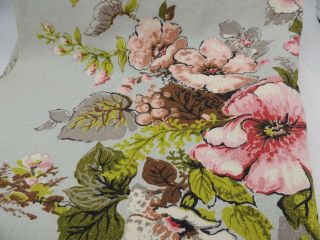 Vintage Barkcloth Fabric Remnant Floral Tropical Bright Colors Shrunketized