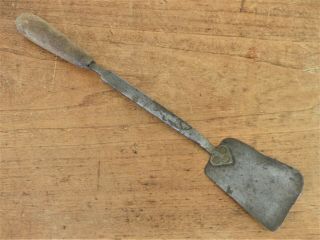 Antique Pa 19th C Early Hand Forged Iron Signed Spatula " D.  N.  Long " Hearth 1