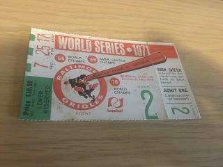 Baltimore Orioles - Pittsburgh Pirates 1971 World Series Ticket Stub Gm 2