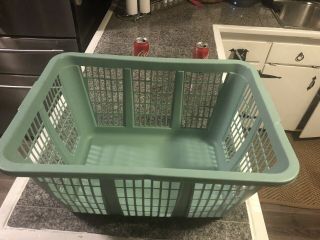 Vintage Rubbermaid Laundry Basket - Green No.  2965 Rectangular Retro
