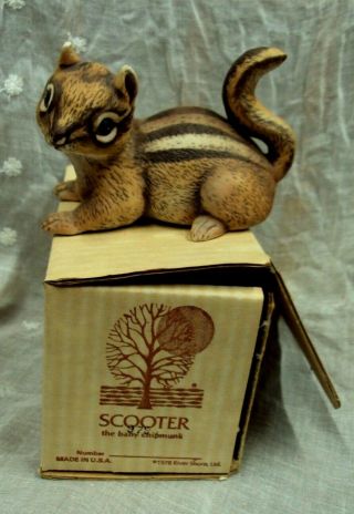 Vtg 1979 Mexico River Shore Roger J.  Brown Figurine Scooter The Baby Chipmunk