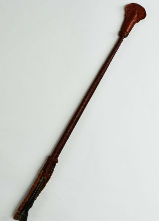 20.  5” Antique Horse Riding Crop With Carved Hoof Handle Ec - 5