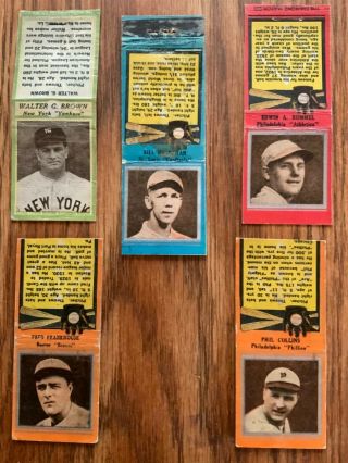 1930’s Baseball Players (5) Diamond Matchbooks