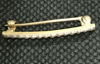 Vtg Antique 14k Solid Yellow Gold Shreve & Co Seed Pearl Pin Brooch 1.  53g Estate