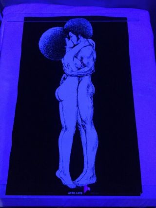 Vintage Afro Love Houston Blacklight Poster 1971 Hb44a Nude 21x34 Peace