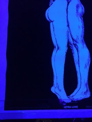 Vintage Afro Love Houston Blacklight Poster 1971 HB44A Nude 21x34 Peace 2