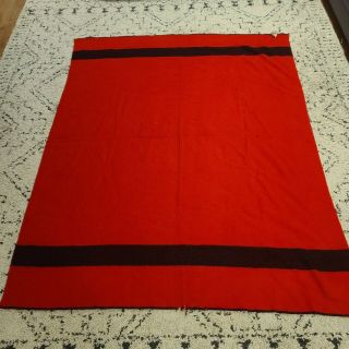Faribo Wool Red Black Stripe Twin Blanket 89” X 71” Vintage Antique.  A Few Holes
