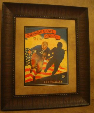 Vintage Texas A&m College Football Poster Framed " A&m Vs L.  S.  U.  " Orange Bowl