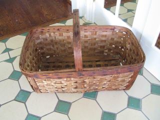 Antique Hand Made Primitive Wood Splint Large Laundry Basket Dog Bed - Well Made 2