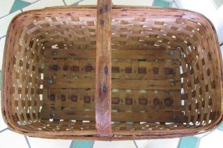 Antique Hand Made Primitive Wood Splint Large Laundry Basket Dog Bed - Well Made 3