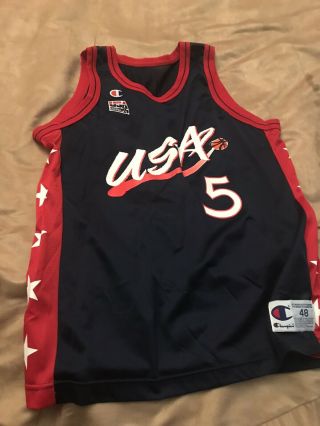 Grant Hill 1996 Vintage Team Usa Basketball Jersey Size 48/large Champion