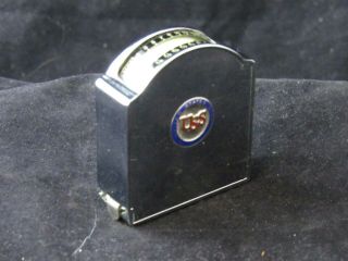 Vintage United States Steel Uss Advertising Pocket Tape Measure Chrome,  Top View