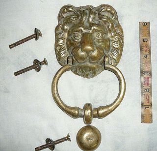 Antique Vintage Solid Brass Lion Head Door Knocker Architectural With Hardware