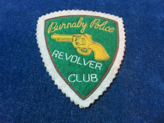 Orig Vintage Cloth Patch " Burnaby Police - Revolver Club " Pacific Crests