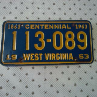 1963 West Virginia - Centennial - License Plate