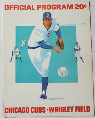 1975 Chicago Cubs Vs Los Angeles Dodgers Program Garvey Madlock Sutton