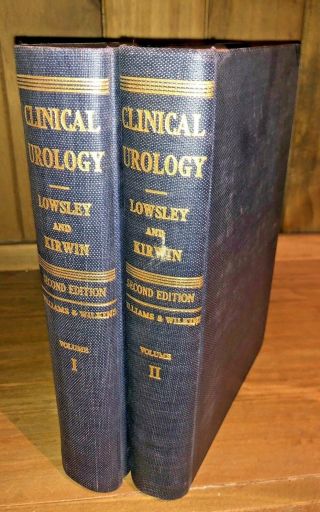 Vg,  Clinical Urology Vol 1 & 2 1944 Lowsley Kirwin Antique Medical Book Comp Set