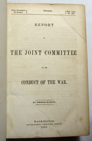 Antique 1863 REPORT ON THE CONDUCT OF THE WAR Civil War ARMY OF THE POTOMAC V.  1 3