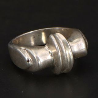 Vtg Sterling Silver - Mexico Modern Curved Solid Chunky Ring Size 6.  75 - 9.  5g