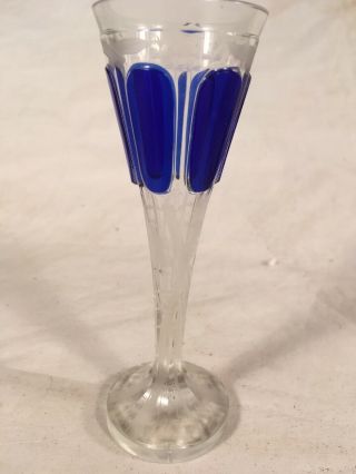 Antique Moser Cobalt Blue 5 1/8 " Cordials Liquor Glass Goblet W/small Chip