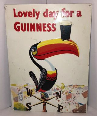 “lovely Day For A Guinness” Beer Embossed Metal Sign 14 X 19 Inches