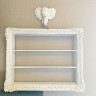 Charming Vintage White Wooden 3 Tier Shabby Chic Cottage Wall Display Shelf