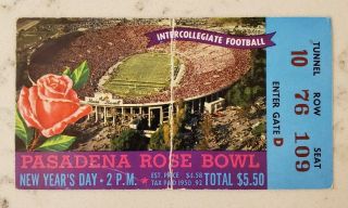 45th Rose Bowl Ticket Stub 1/1 1959 Iowa Hawkeyes California Bears Bob Jeter Mvp